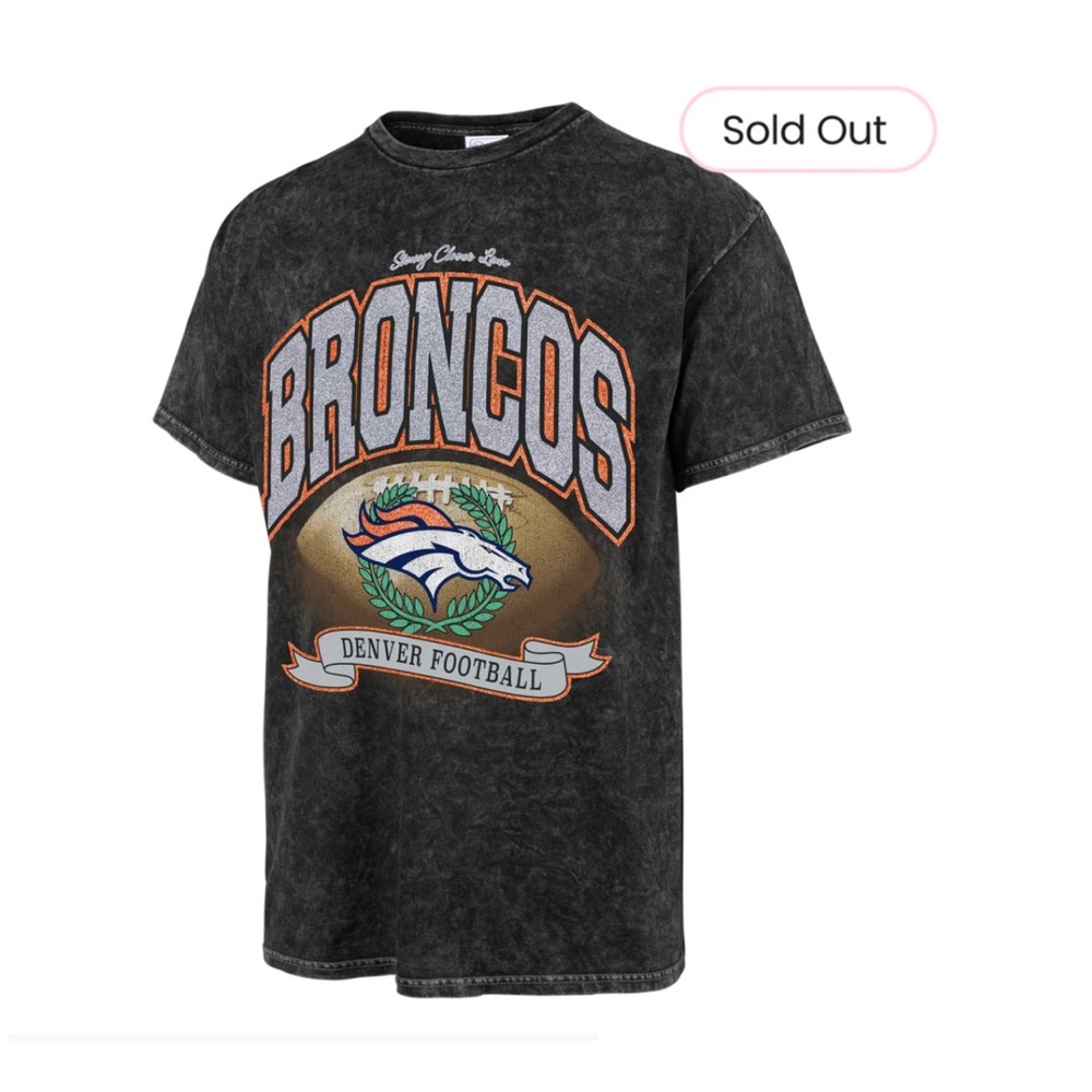 NWT sz L Stoney Clover Lane X '47 Denver Broncos Glitter Rocker Vintage Tee